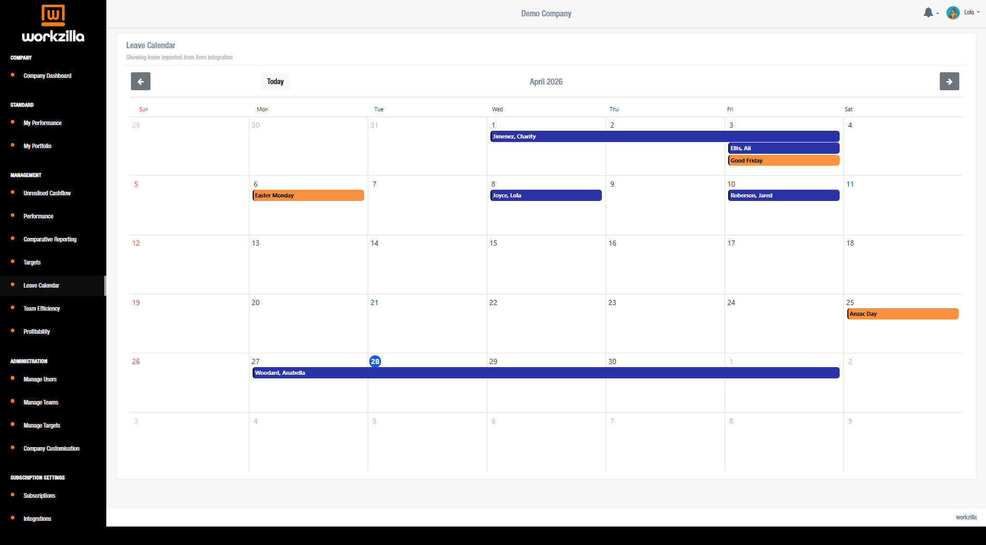 Leave Calendar